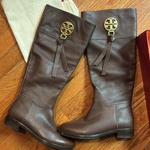 Tory Burch Chelsea Tassel Riding Boots 6 Brown Benton